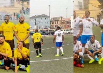 Davido, Peruzzi Tackles Laycon, Zlatan, Kiddwaya As Music Stars Storm Lagos For Epic Football Match